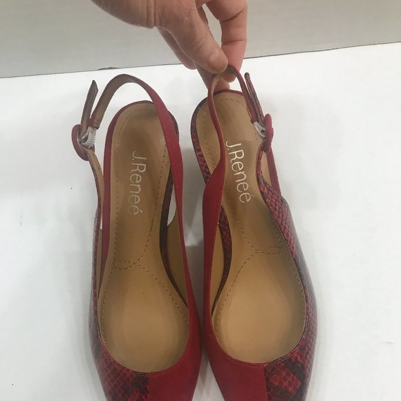 J.Renee’ Snake Print & Suede Fabric Low Pointy Sling Back - Picture 3 of 7